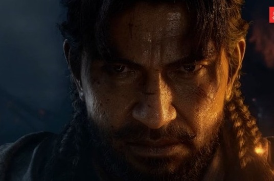 Scene from Blood Message trailer showing the samurai protagonist in a misty battlefield, evoking Ghost of Tsushima vibes.